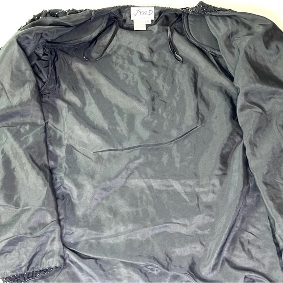JMD New York Vintage Beaded Evening Open Jacket sz L Black Rich Grandma Sparkle - Picture 6 of 9